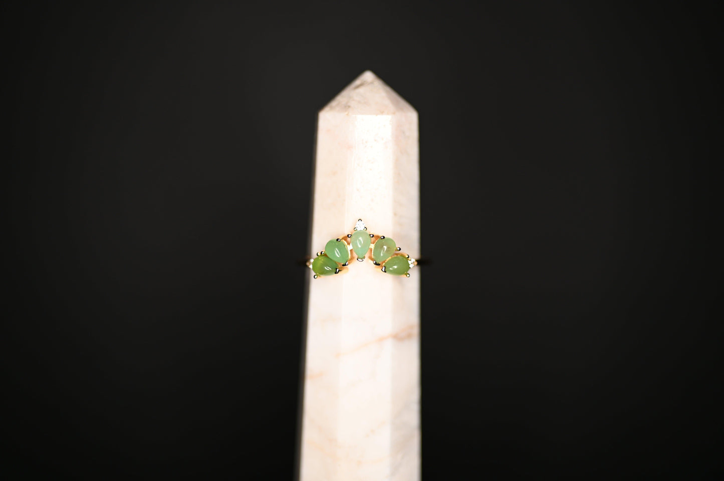ANELLO GIADA VERDE"DIADEMA" - Manucrystals