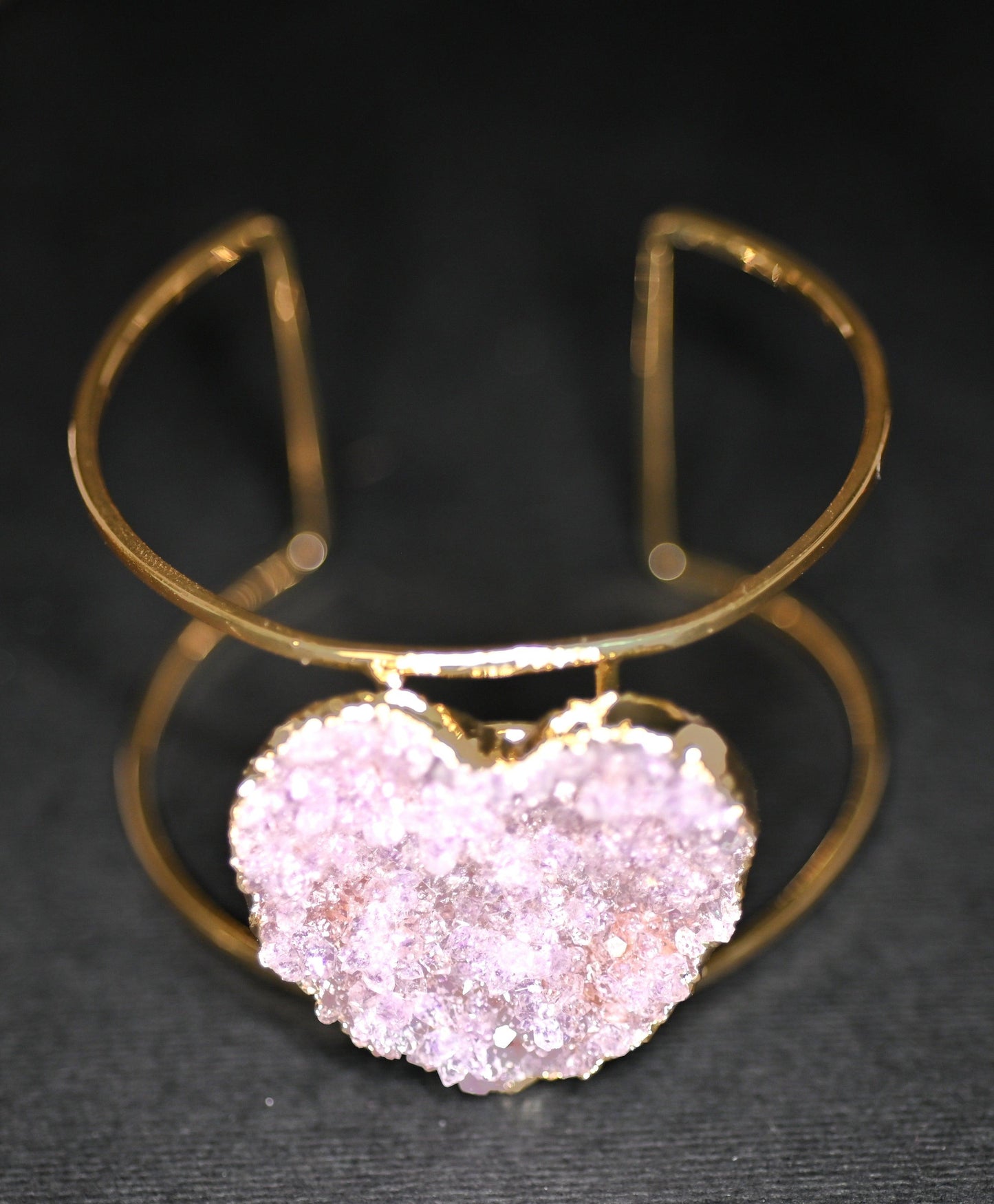 BRACCIALI SEMI RIGIDI REGOLABILI CON DRUSA DI AMETISTA A CUORE - Manucrystals