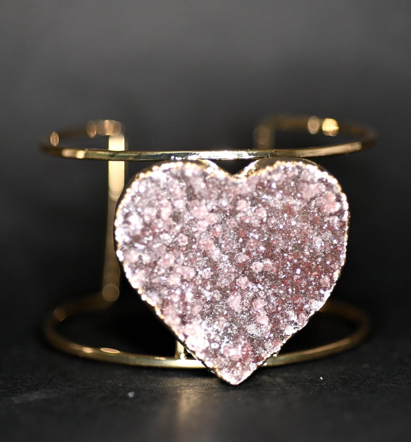 BRACCIALI SEMI RIGIDI REGOLABILI CON DRUSA DI AMETISTA A CUORE - Manucrystals