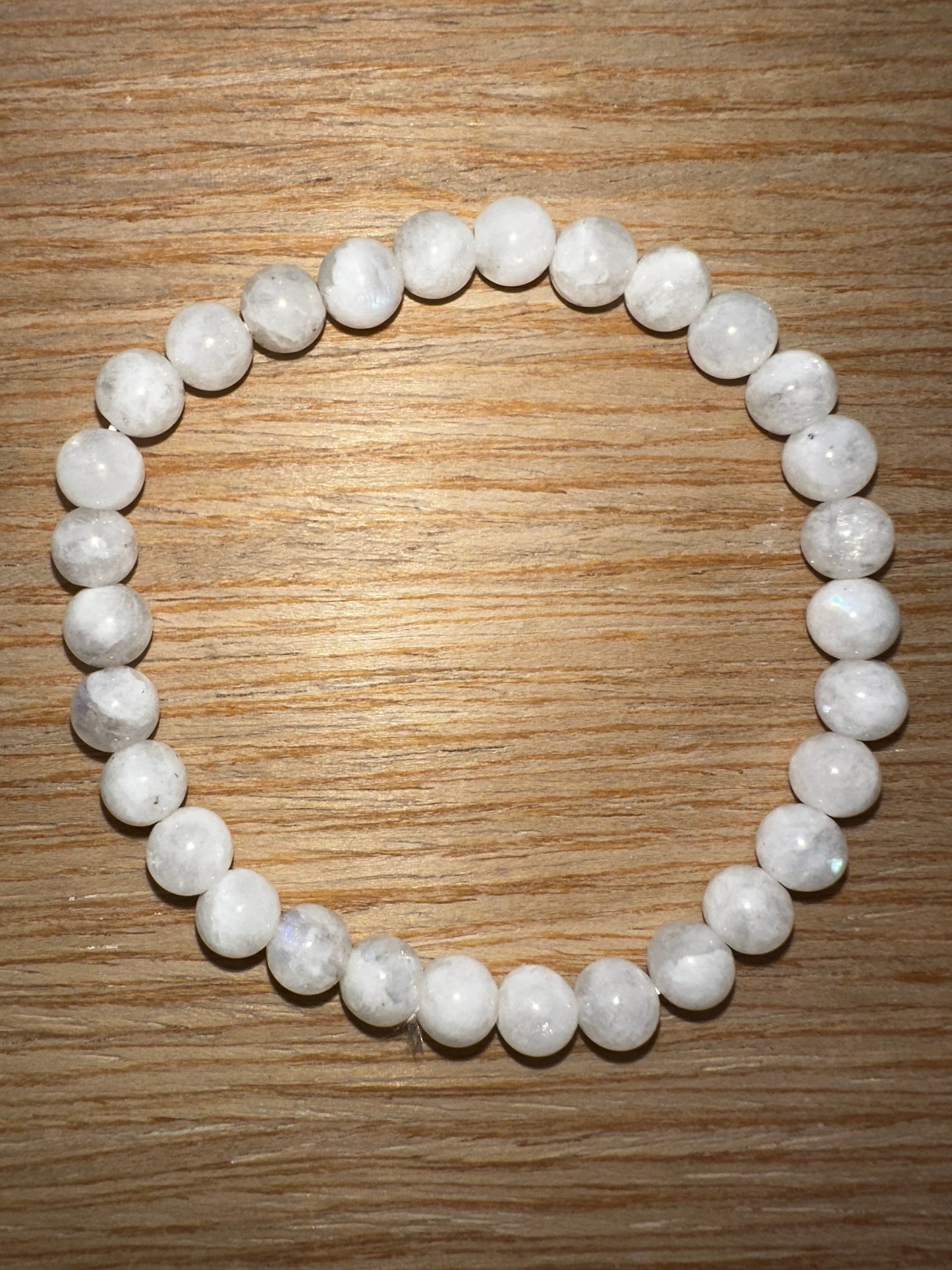 BRACCIALI PERLINE PIETRA DI LUNA BIANCA 6mm