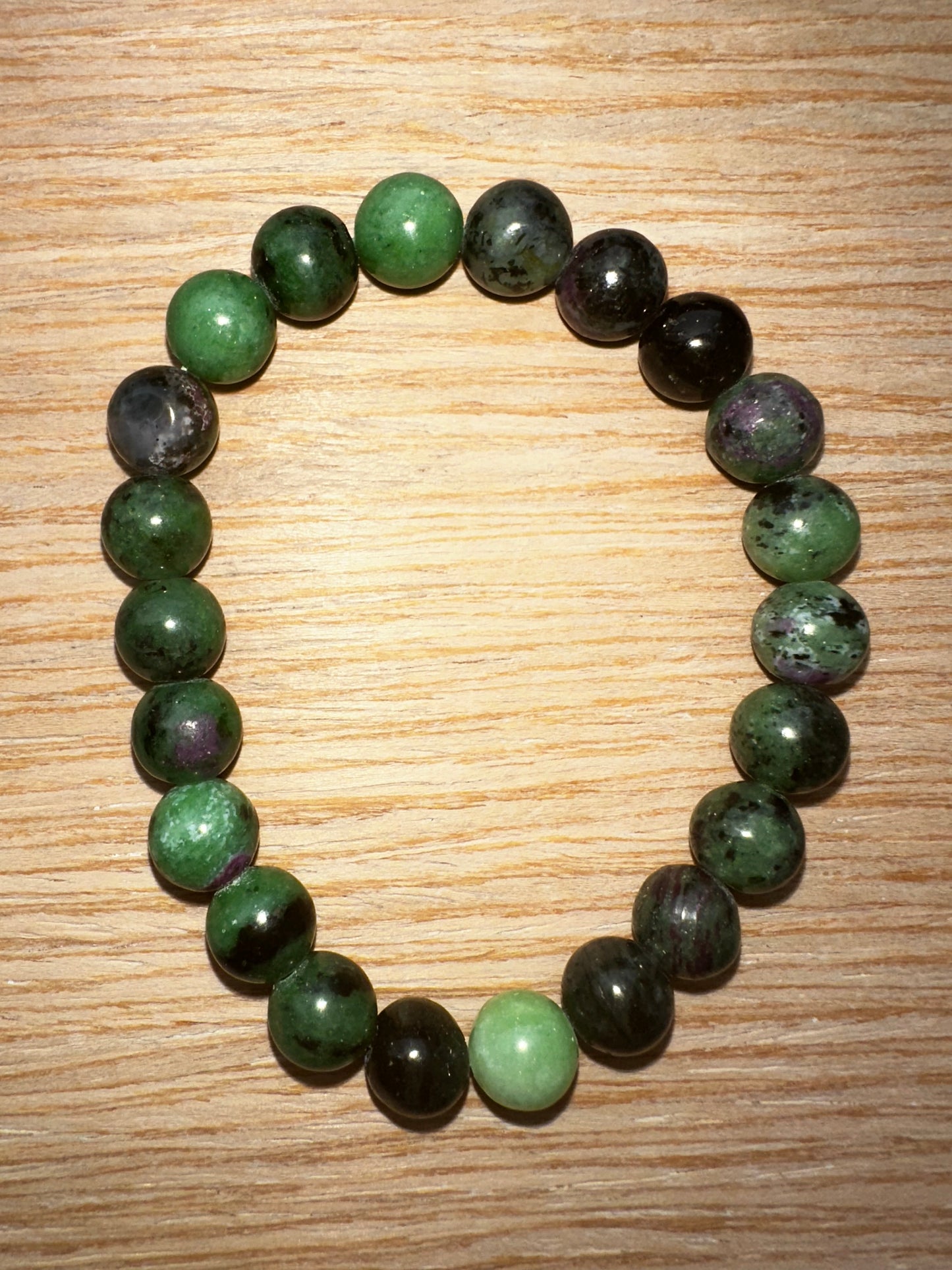 BRACCIALI RUBINO ZOISITE PERLINE 10mm