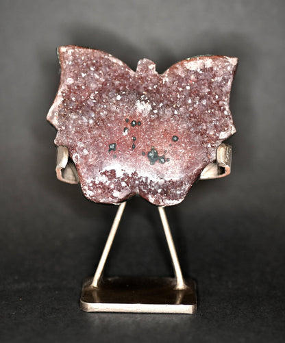FARFALLE IN DRUSA DI AMETISTA SU STAND 9X10 CM - Manucrystals