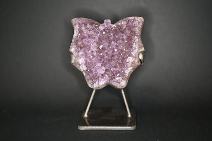 FARFALLE IN DRUSA DI AMETISTA SU STAND 9X10 CM - Manucrystals