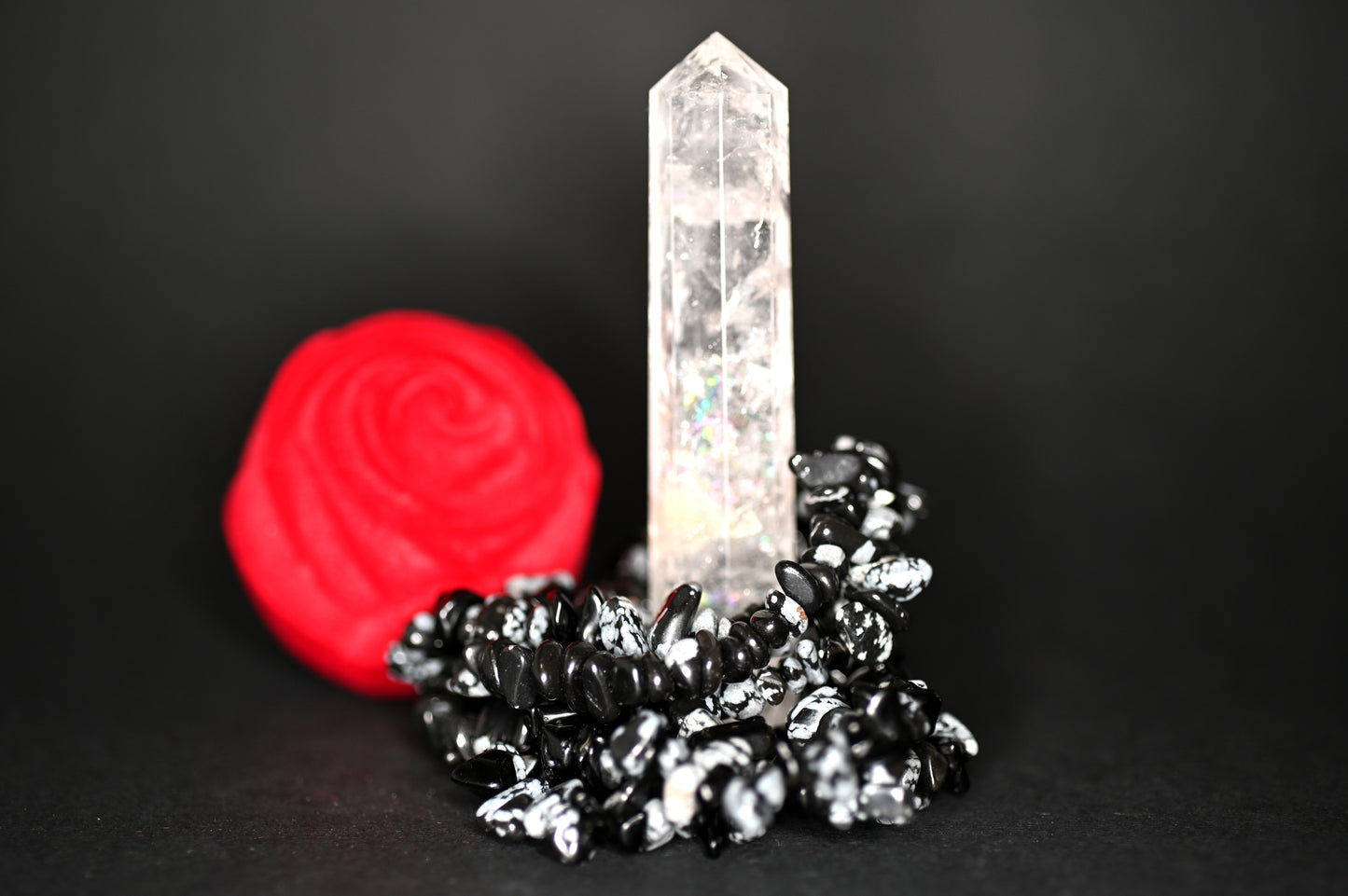 BRACCIALI CHIPS OSSIDIANA FIOCCO DI NEVE - Manucrystals