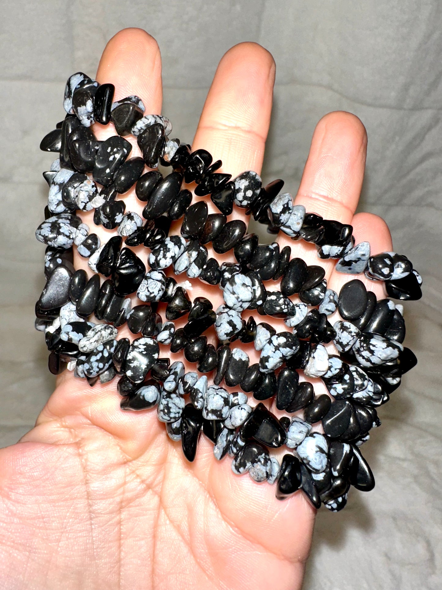 BRACCIALI CHIPS OSSIDIANA FIOCCO DI NEVE - Manucrystals