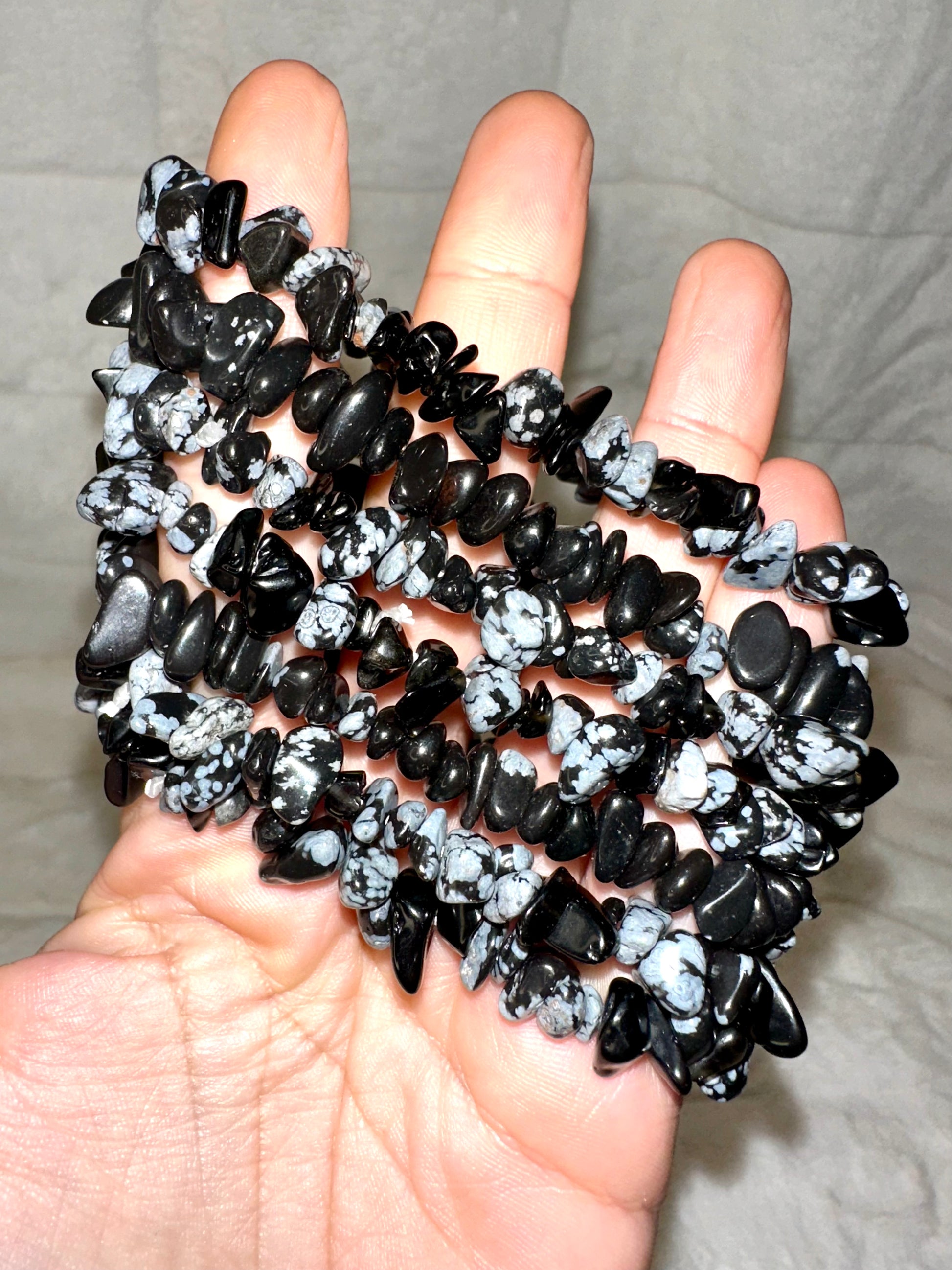BRACCIALI CHIPS OSSIDIANA FIOCCO DI NEVE - Manucrystals