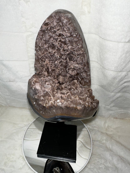 DRUSA DI AMETISTA STALATTITE ROSA SU STAND - Manucrystals