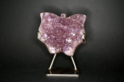 FARFALLE IN DRUSA DI AMETISTA SU STAND 9X10 CM - Manucrystals