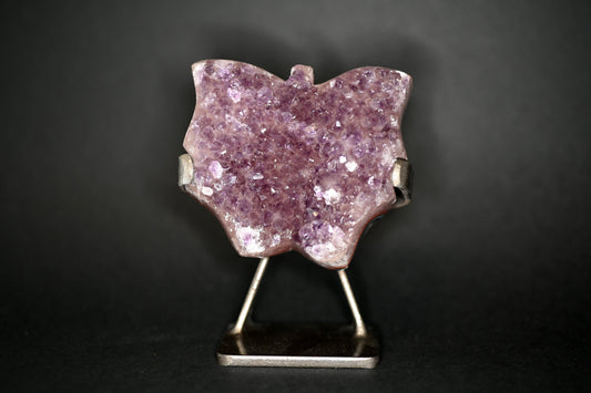 FARFALLE IN DRUSA DI AMETISTA SU STAND 9X10 CM - Manucrystals