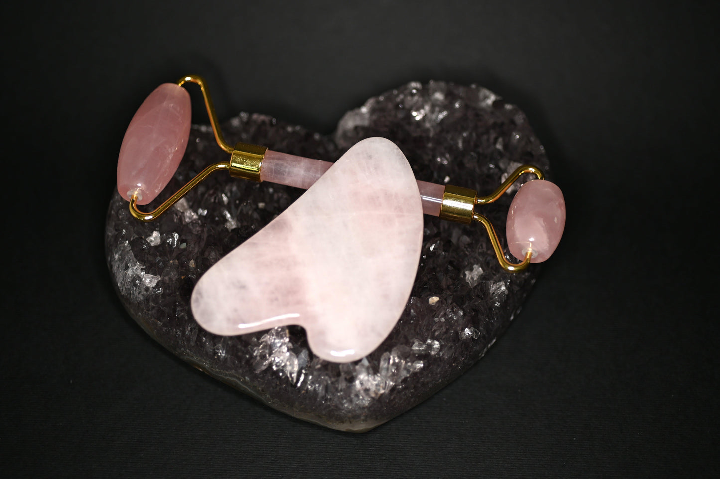 KIT FACE ROLLER E GUA SHA IN QUARZO ROSA - Manucrystals